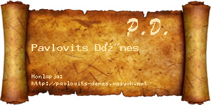 Pavlovits Dénes névjegykártya