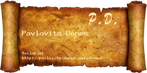 Pavlovits Dénes névjegykártya